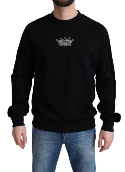 Dolce & Gabbana - Black Cotton Crown Pullover Mens Sweater