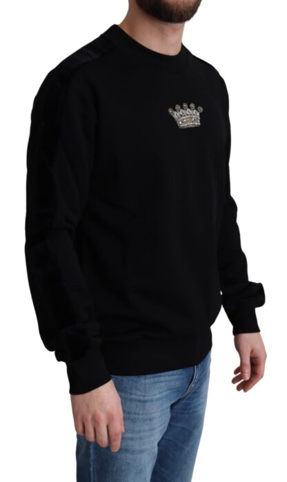 Dolce & Gabbana - Black Cotton Crown Pullover Mens Sweater