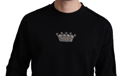 Dolce & Gabbana - Black Cotton Crown Pullover Mens Sweater