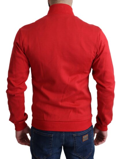 Dolce & Gabbana - Chic Red Turtle Neck Zip Cardigan Sweater