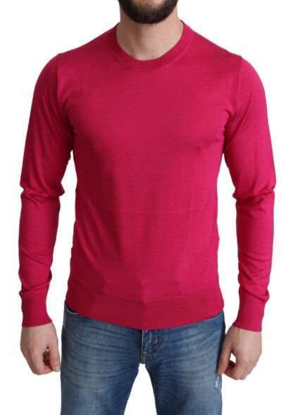 Dolce & Gabbana - Elegant Pink Silk Crew-Neck Sweater