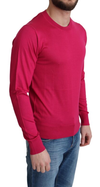 Dolce & Gabbana - Elegant Pink Silk Crew-Neck Sweater