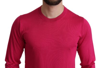 Dolce & Gabbana - Elegant Pink Silk Crew-Neck Sweater