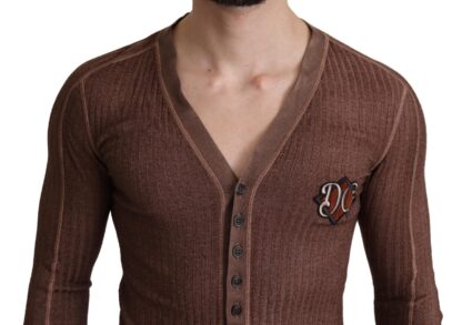 Dolce & Gabbana - Elegant V-Neck Cardigan in Subtle Pink