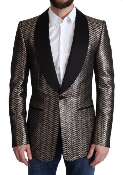 Dolce & Gabbana - Elegant Metallic Jacquard Slim Blazer Jacket