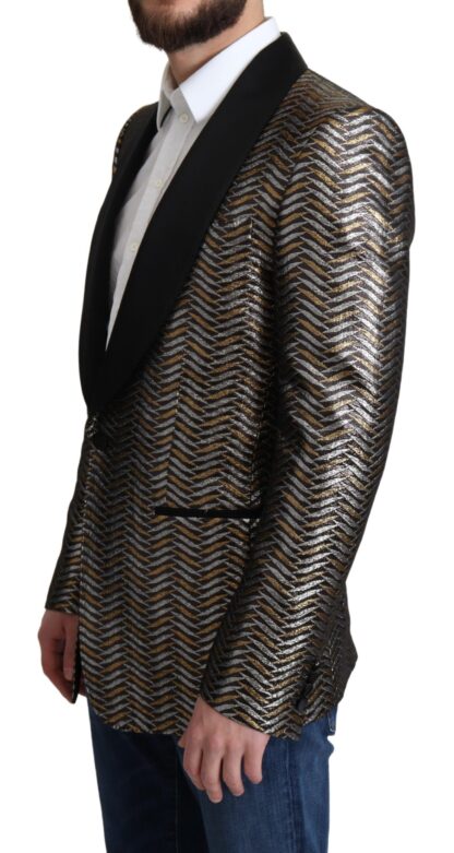 Dolce & Gabbana - Elegant Metallic Jacquard Slim Blazer Jacket