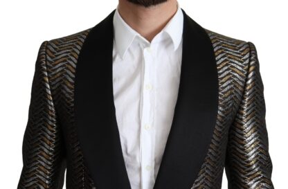 Dolce & Gabbana - Elegant Metallic Jacquard Slim Blazer Jacket