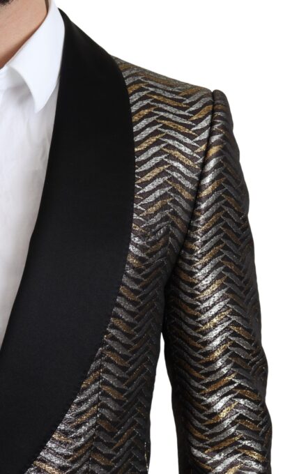 Dolce & Gabbana - Elegant Metallic Jacquard Slim Blazer Jacket