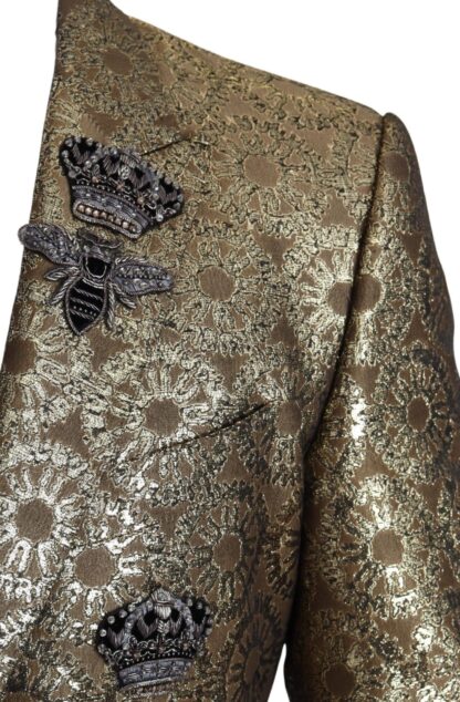 Dolce & Gabbana - Elegant Gold Jacquard Martini Blazer Jacket