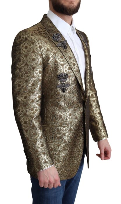 Dolce & Gabbana - Elegant Gold Jacquard Martini Blazer Jacket