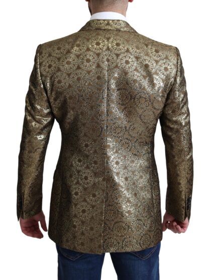 Dolce & Gabbana - Elegant Gold Jacquard Martini Blazer Jacket