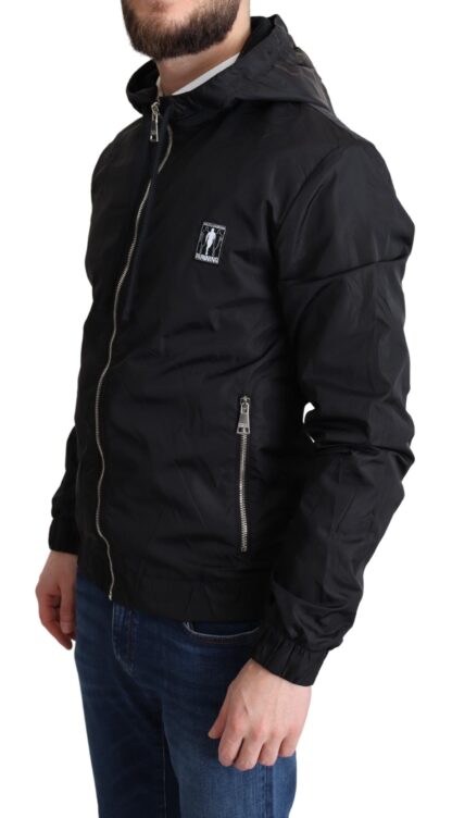 Dolce & Gabbana - Elegant Black Hooded Windbreaker Jacket