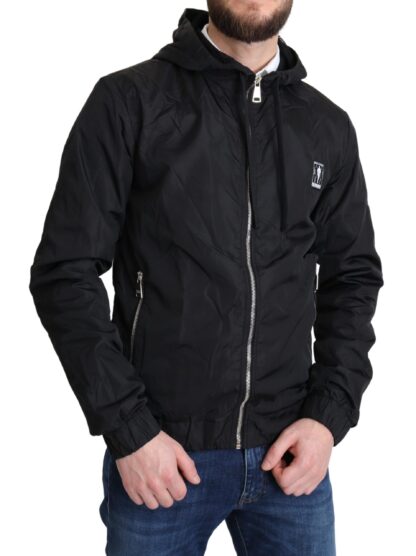 Dolce & Gabbana - Elegant Black Hooded Windbreaker Jacket