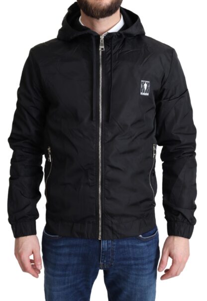 Dolce & Gabbana - Elegant Black Hooded Windbreaker Jacket