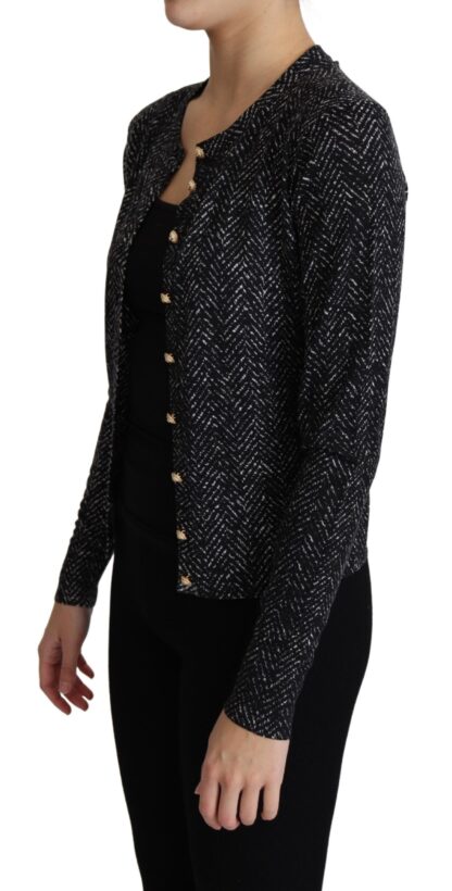 Dolce & Gabbana - Elegant Chevron Wool Cardigan with Logo Buttons