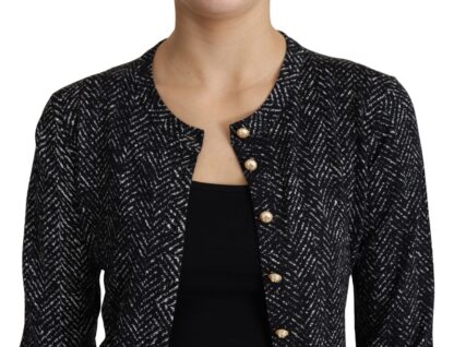 Dolce & Gabbana - Elegant Chevron Wool Cardigan with Logo Buttons