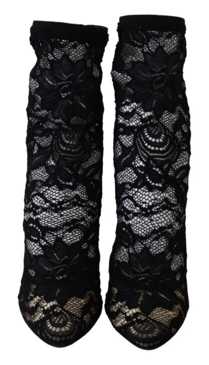 Dolce & Gabbana - Elegant Black Openwork Stiletto Ankle Boots