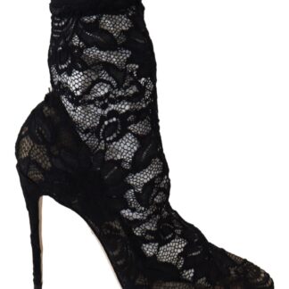 Dolce & Gabbana - Elegant Black Openwork Stiletto Ankle Boots