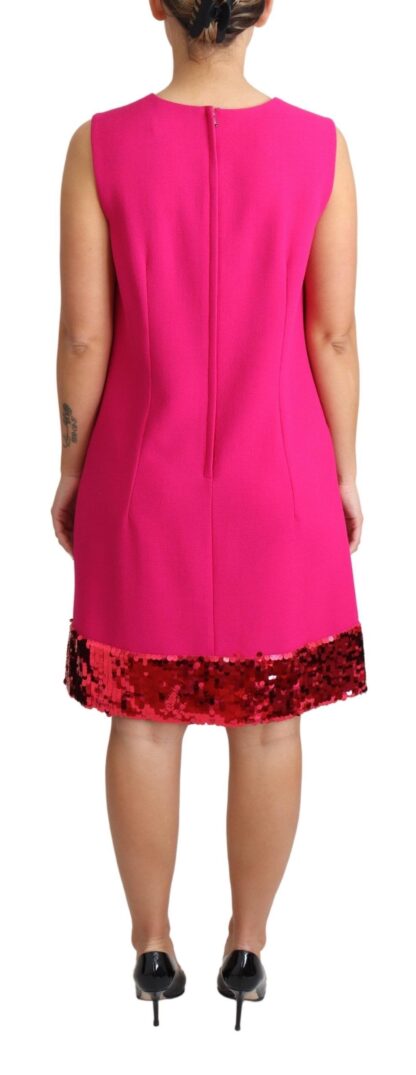 Dolce & Gabbana - Elegant Fuchsia Sequined Wool Blend Shift Dress