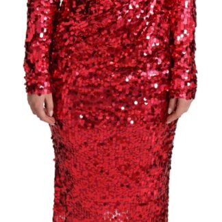 Dolce & Gabbana - Elegant Fuchsia Sequined Wool Blend Shift Dress