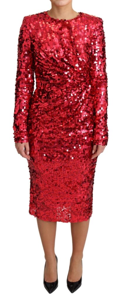 Dolce & Gabbana - Radiant Red Sequined Sheath Dress