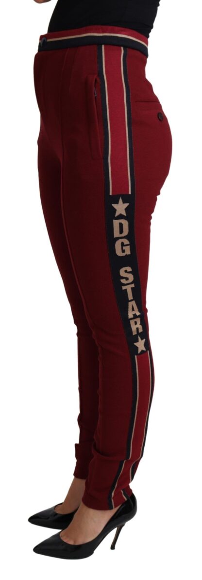 Dolce & Gabbana - High-Waist Embroidered Red Skinny Trousers