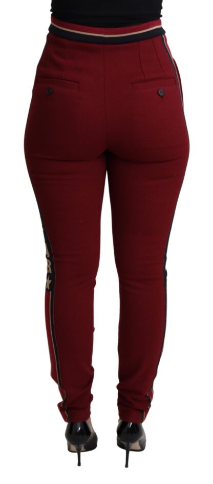 Dolce & Gabbana - High-Waist Embroidered Red Skinny Trousers