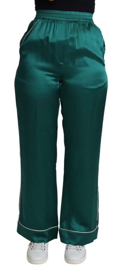 Dolce & Gabbana - Exquisite Silk Pajama Trousers in Lush Green