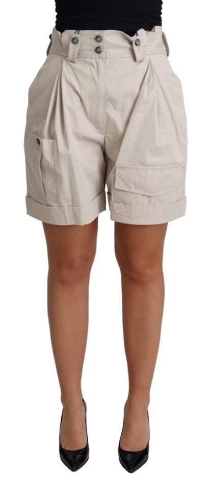 Dolce & Gabbana - Chic Beige High Waist Pleated Shorts