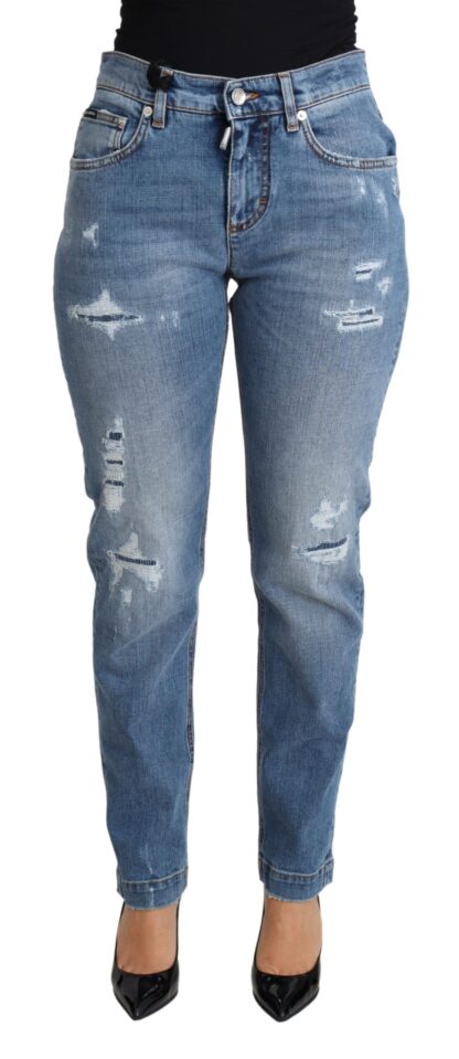 Dolce & Gabbana - Chic High-Waisted Tattered Skinny Jeans