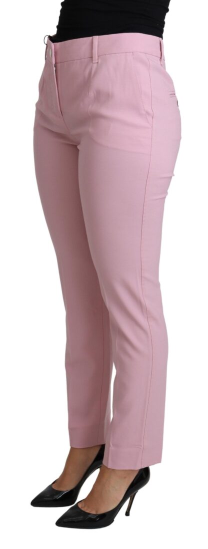 Dolce & Gabbana - Elegant Pink High-Waisted Wool Trousers