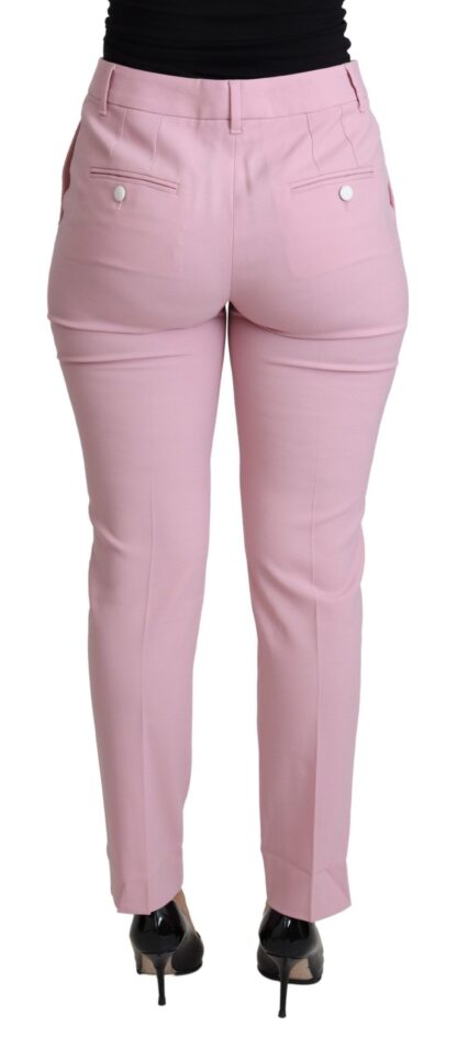 Dolce & Gabbana - Elegant Pink High-Waisted Wool Trousers