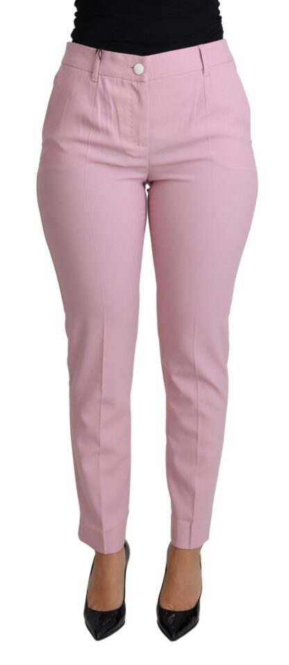 Dolce & Gabbana - Elegant Pink High-Waisted Wool Trousers