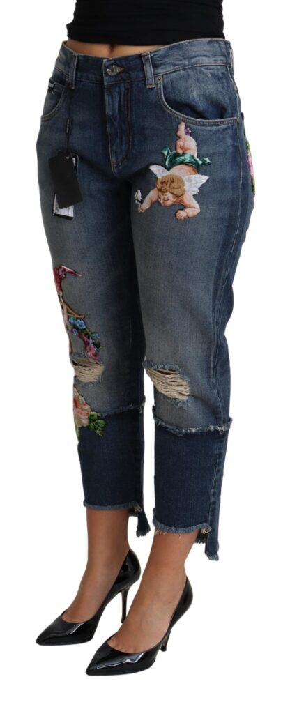 Dolce & Gabbana - Floral Embroidered Cropped Capri Jeans