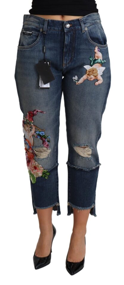 Dolce & Gabbana - Floral Embroidered Cropped Capri Jeans