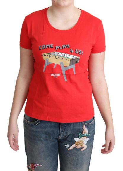 Moschino - Chic Red Cotton Tee with Playful Print