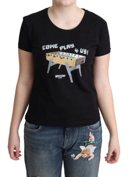 Moschino - Chic Black Cotton Tee with Playful Print