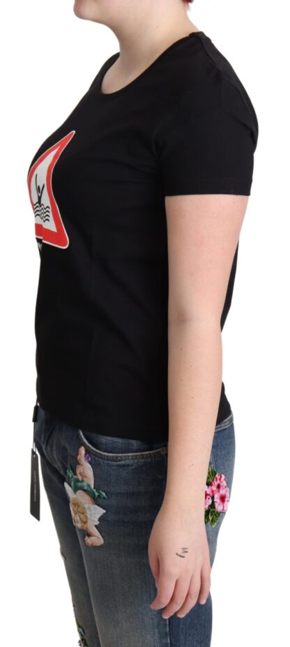 Moschino - Elegant Black Cotton Graphic Tee