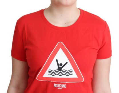 Moschino - Chic Red Graphic Cotton Tee