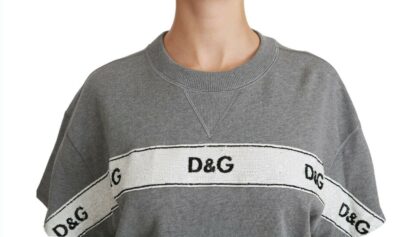 Dolce & Gabbana - Sequined Logo Cotton Sweater in Gray