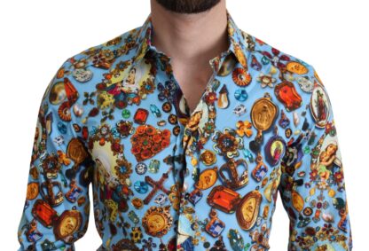 Dolce & Gabbana - Elegant Slim Fit Jewelry Print Cotton Shirt