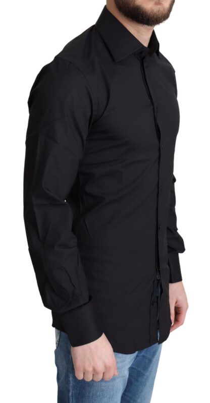 Dolce & Gabbana - Elegant Black Gold Slim Fit Dress Shirt