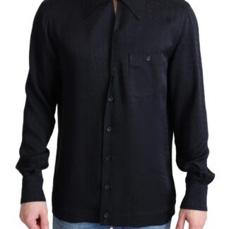 Dolce & Gabbana - Elegant Black Gold Slim Fit Dress Shirt