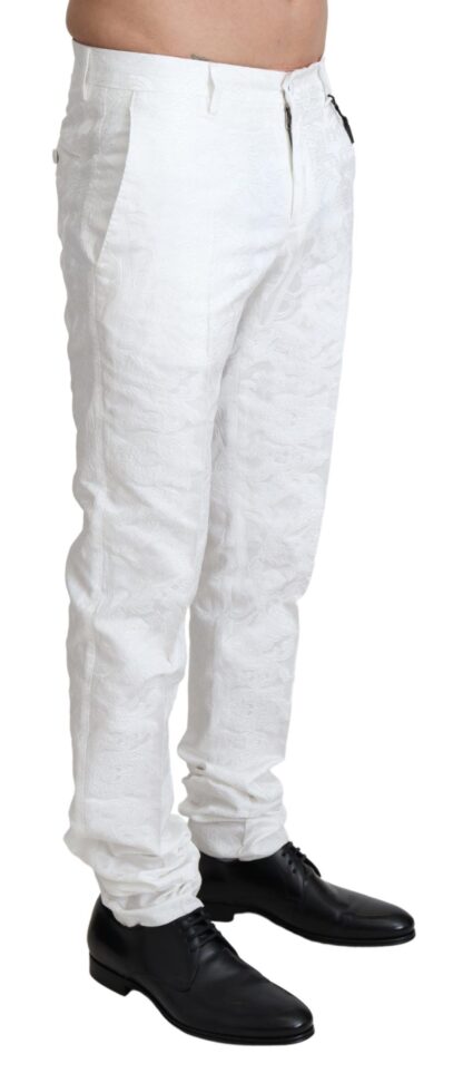 Dolce & Gabbana - Elegant White Brocade Dress Pants