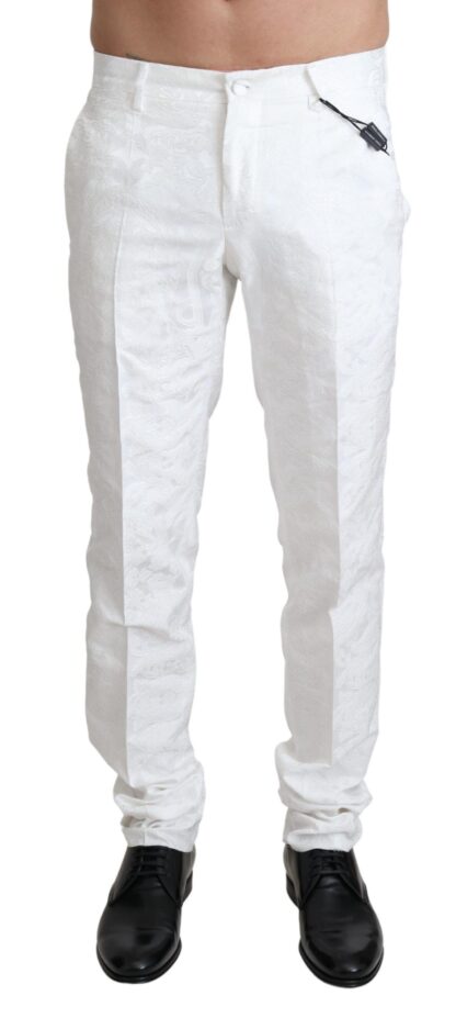 Dolce & Gabbana - Elegant White Brocade Dress Pants