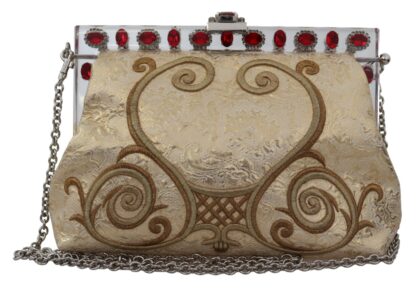 Dolce & Gabbana - Glamorous Gold Evening Clutch with Crystal Details