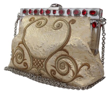 Dolce & Gabbana - Glamorous Gold Evening Clutch with Crystal Details