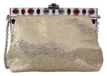 Dolce & Gabbana - Glamorous Gold Evening Clutch with Crystal Details