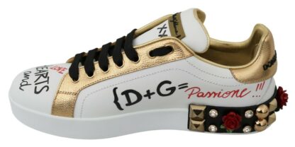 Dolce & Gabbana - Elegant Sequined Floral Leather Sneakers