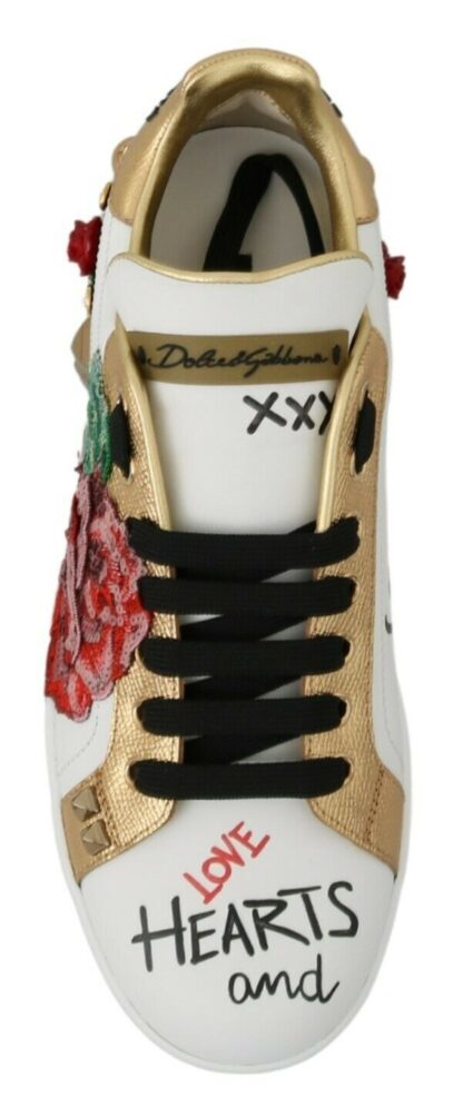 Dolce & Gabbana - Elegant Sequined Floral Leather Sneakers